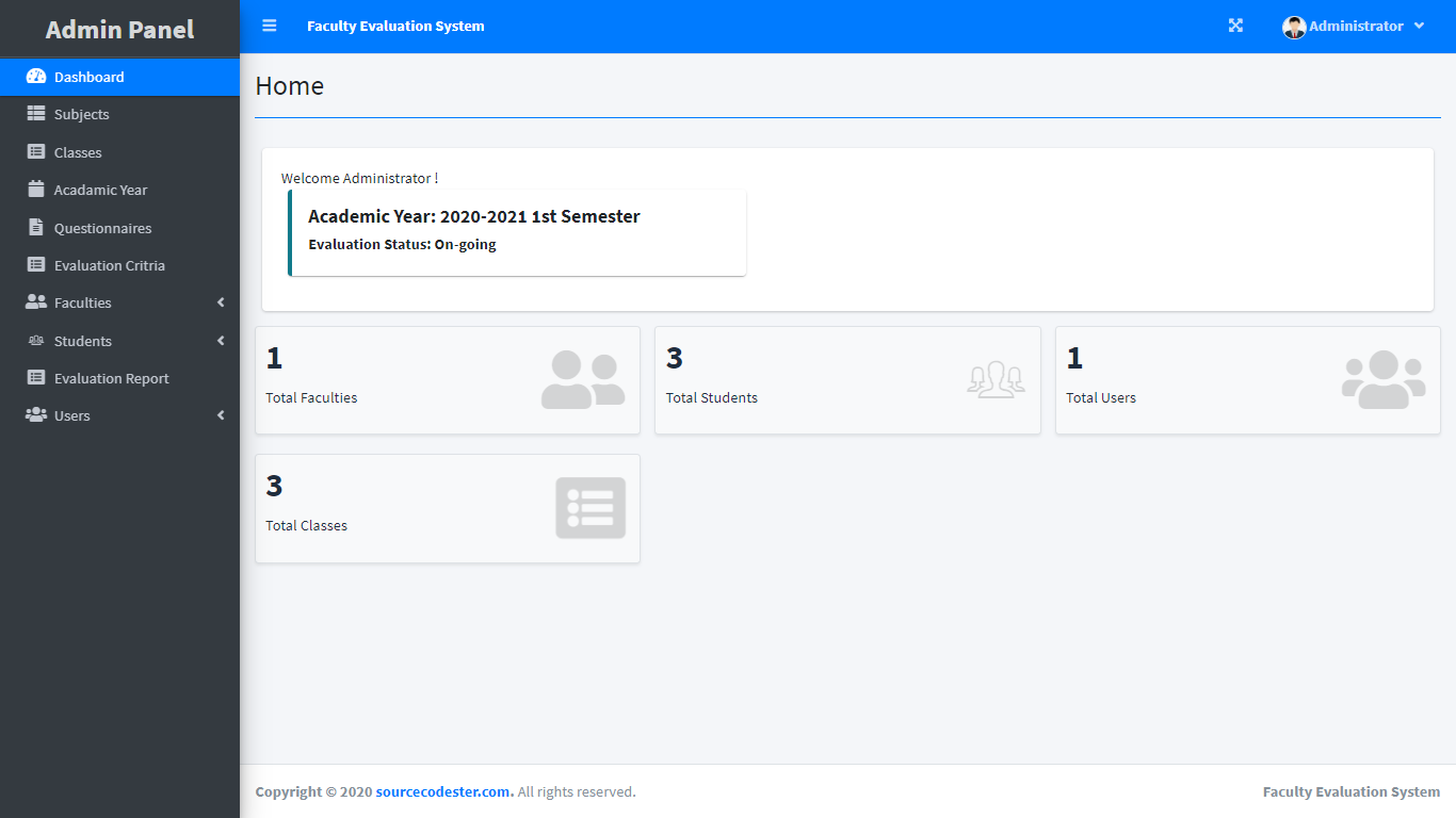 Online Faculty Evaluation System using PHP/MySQLi 2 Online Faculty Evaluation System