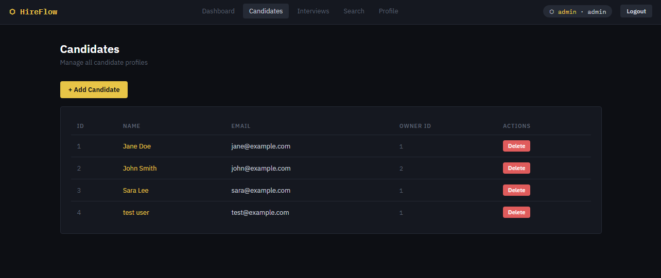 Interview Management System using Python and Flask