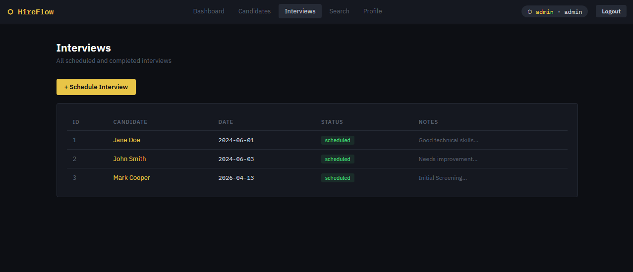 Interview Management System using Python and Flask