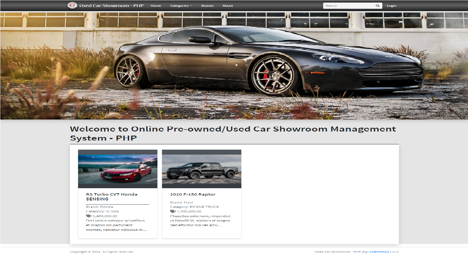 Online Pre-owned/Used Car Showroom Management System