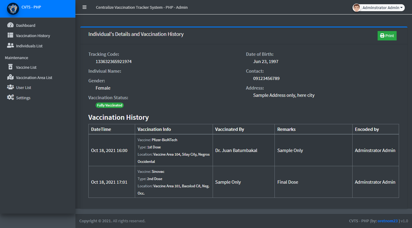 Centralize Covid Vaccination Record System