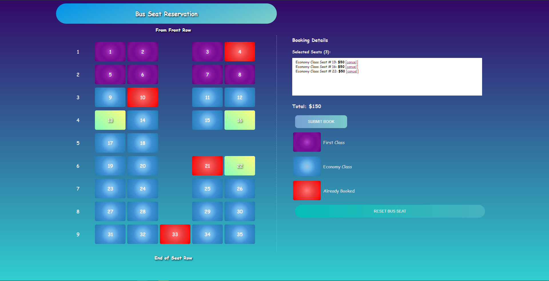 Bus Seat Reservation System