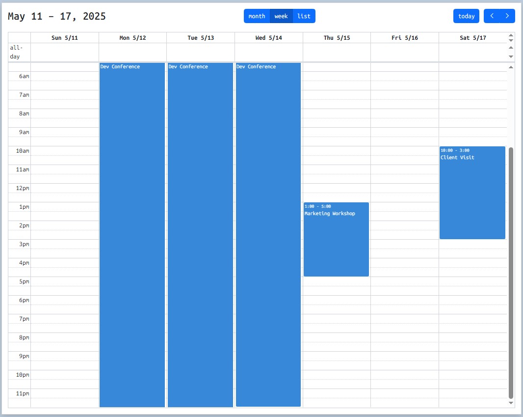 Calendar Application using HTML, CSS, and JavaScript