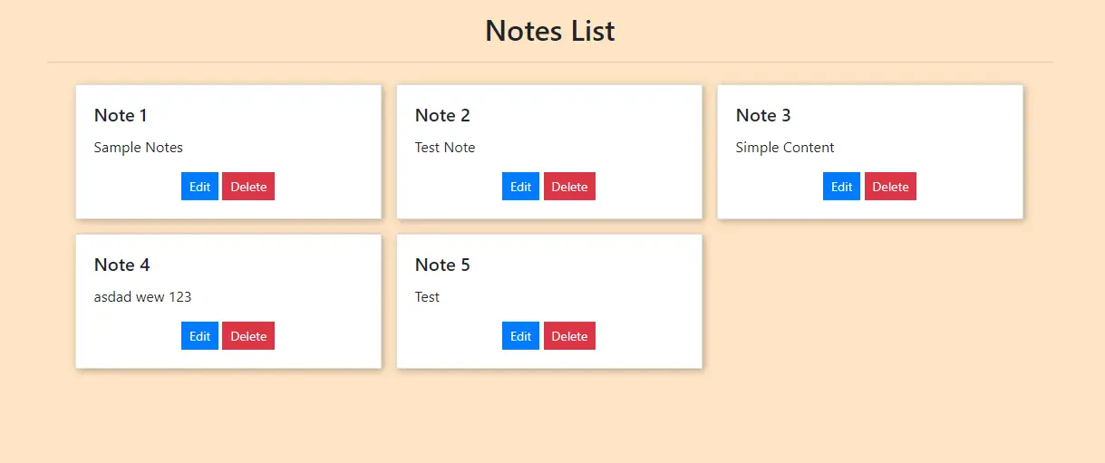 JS Notes App - List of Notes Pane