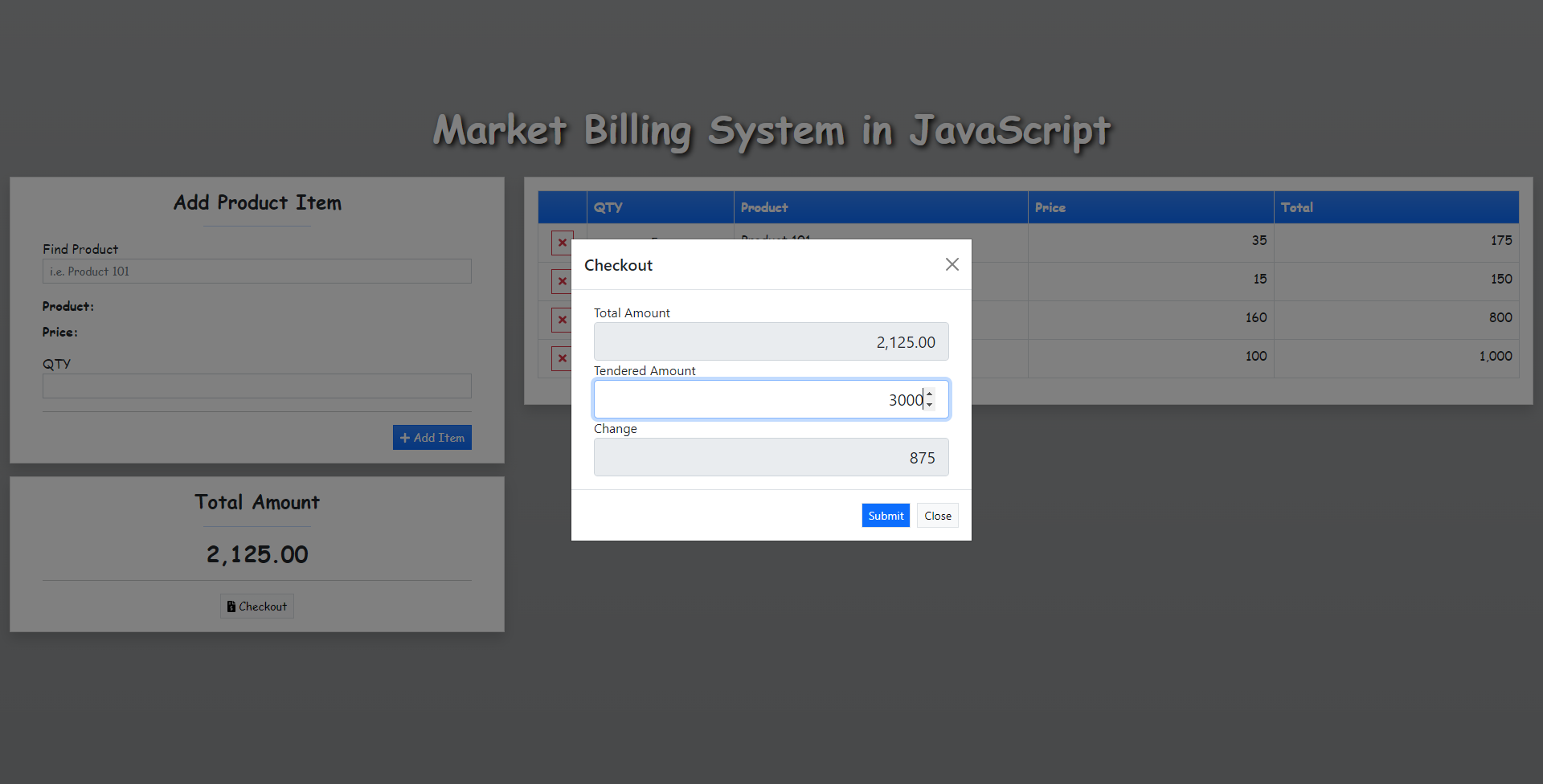 Simple Market Billing System