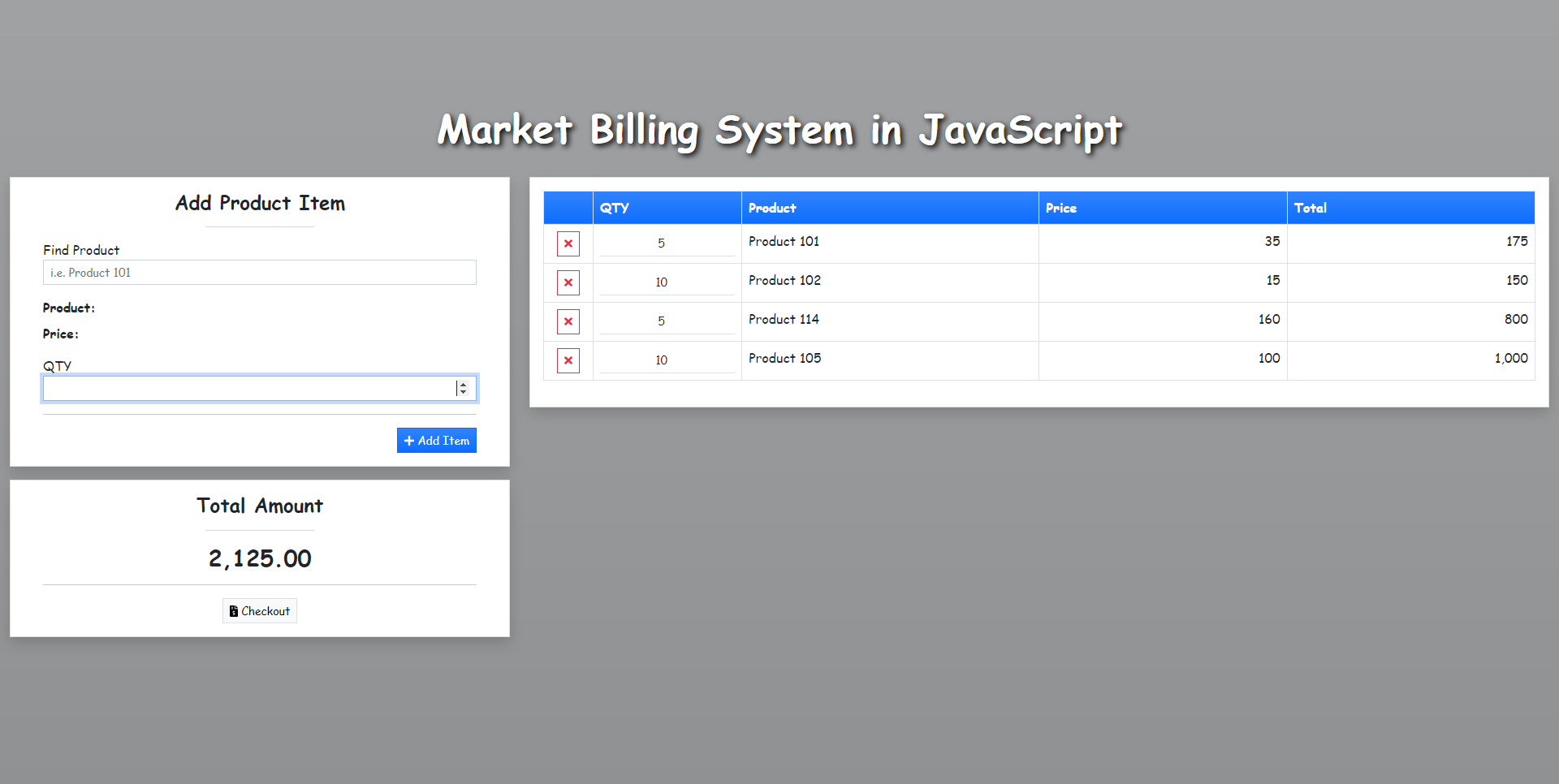 Simple Market Billing System