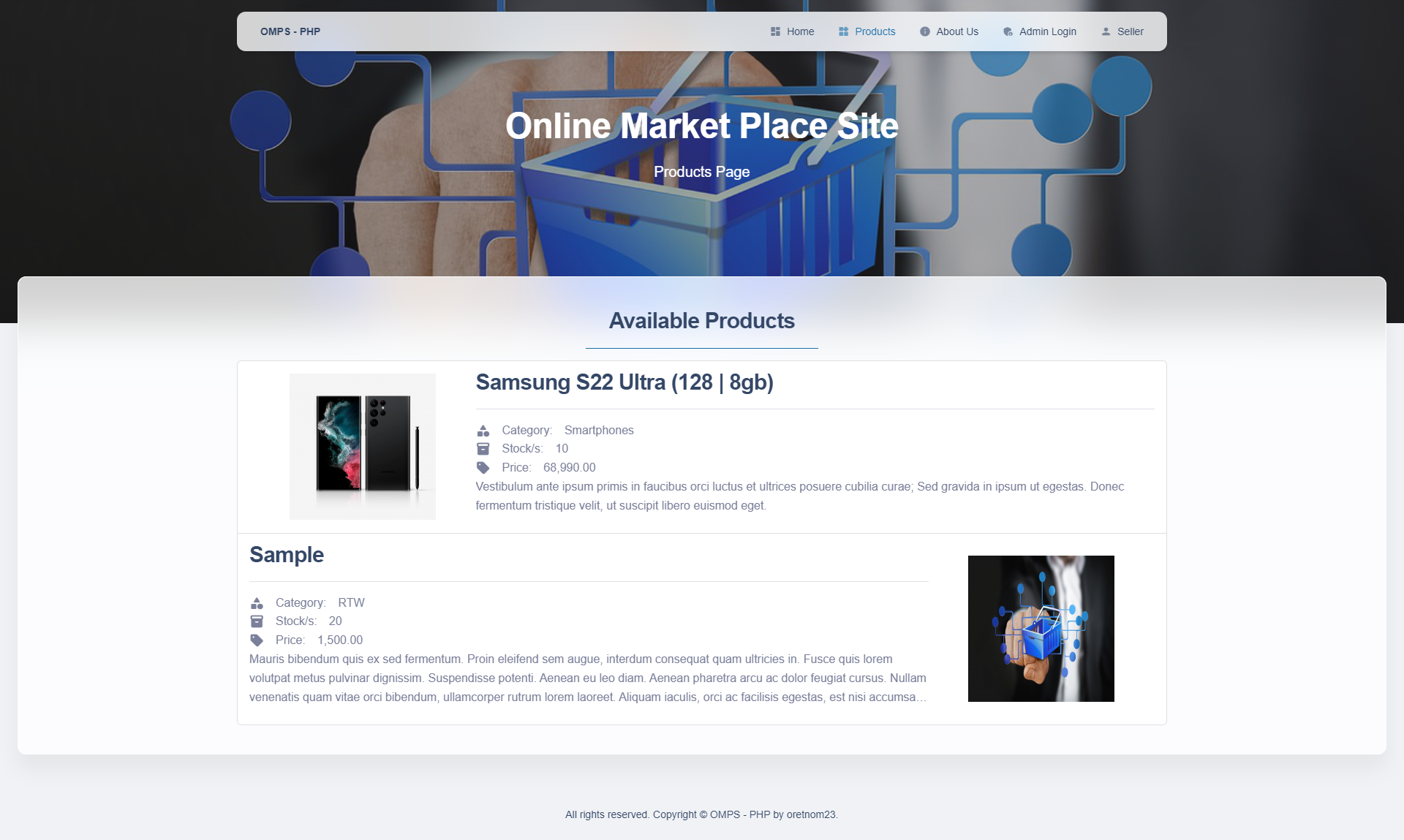 Online Market Place Site in PHP