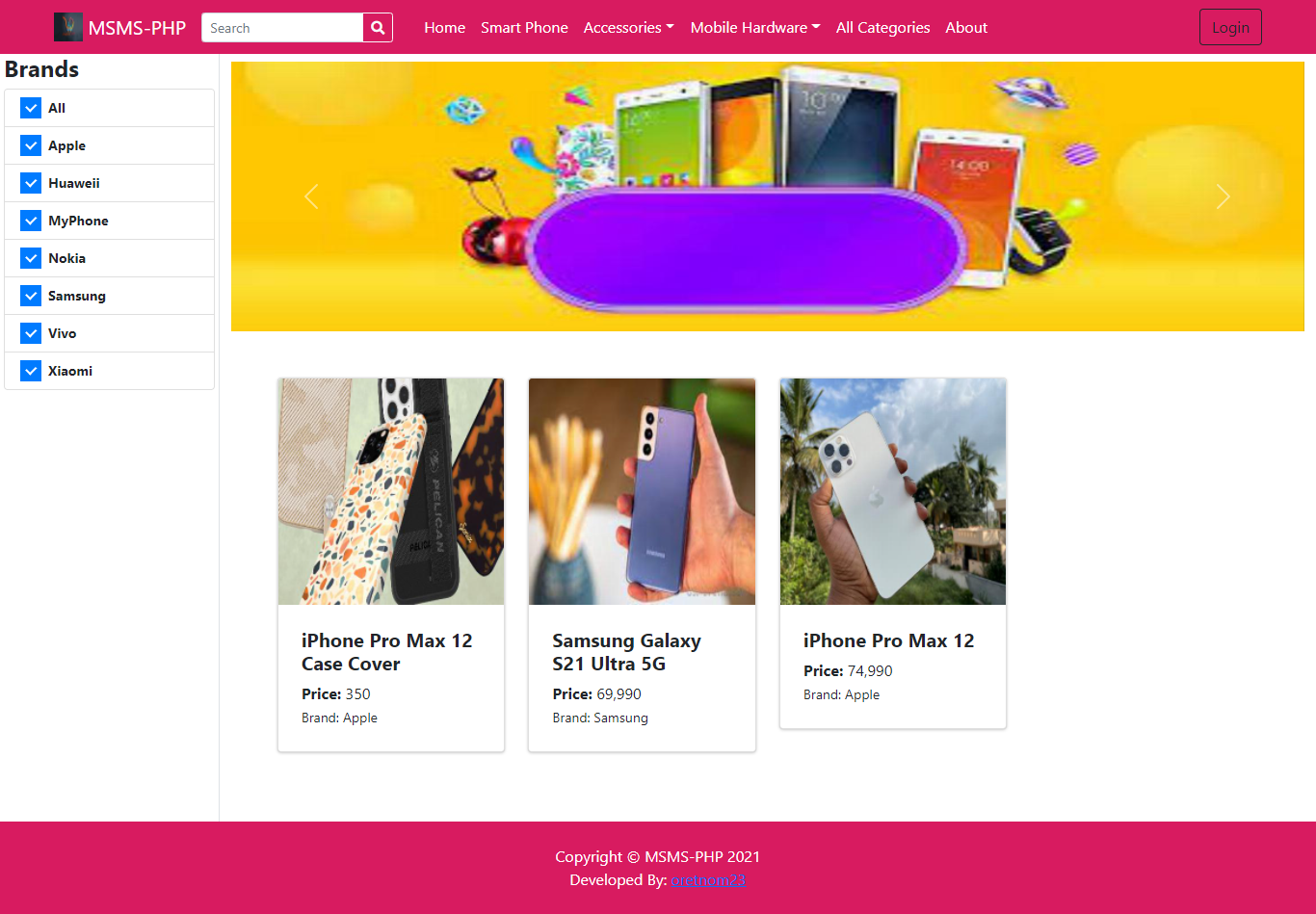 Online Mobile Store Management System using PHP Free Source Code