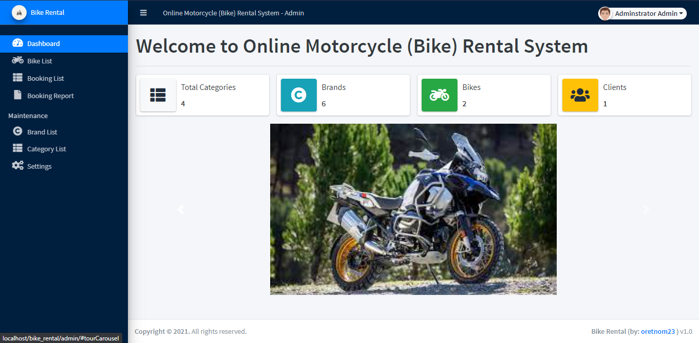 Online Motorcycle (Bike) Rental System