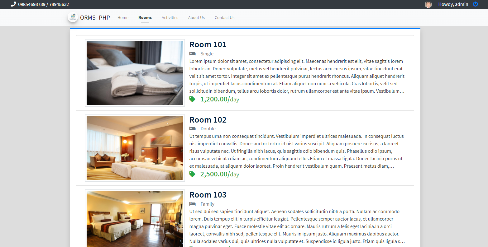 Online Resort Management System