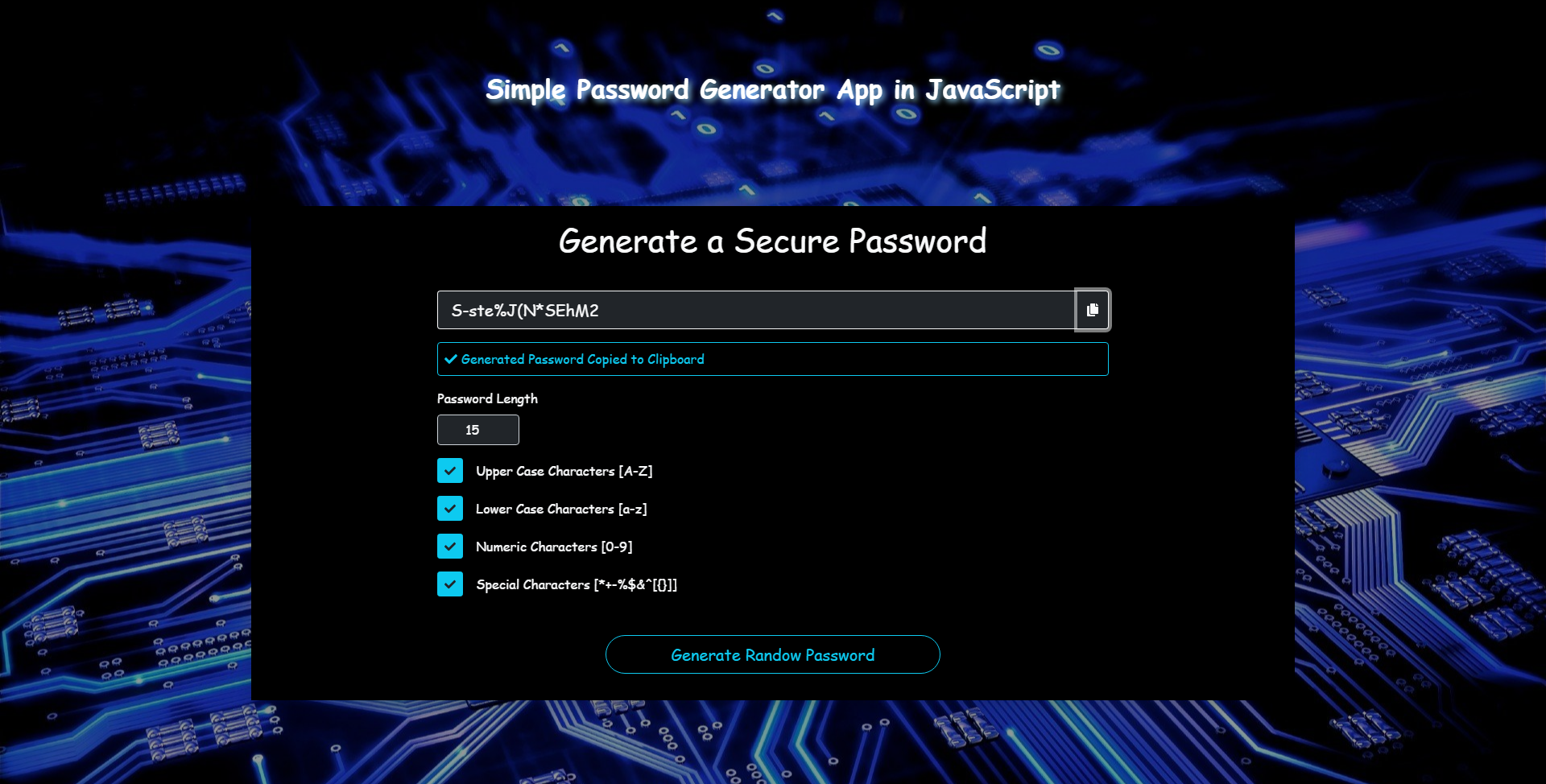Secure Password Generator App