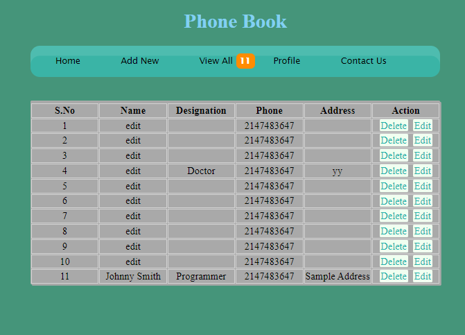 Phonebook Website