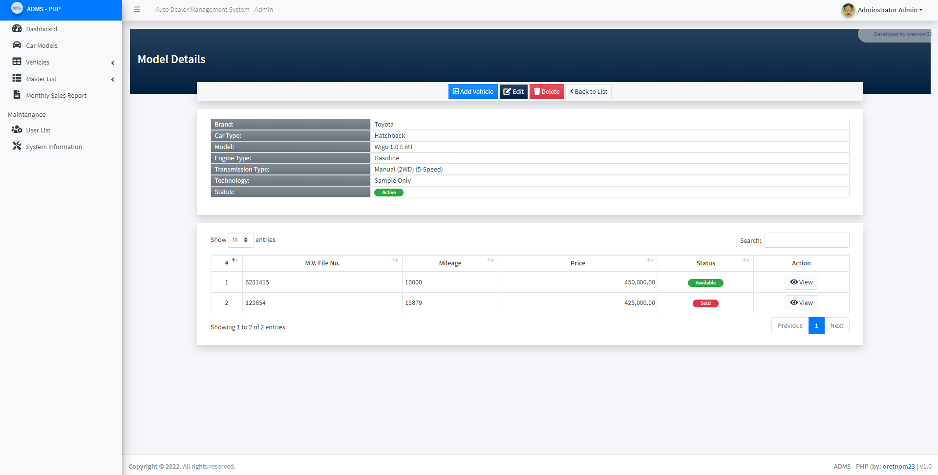 Auto Dealer Management System
