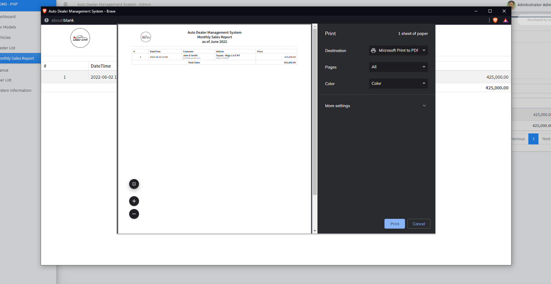 Auto Dealer Management System