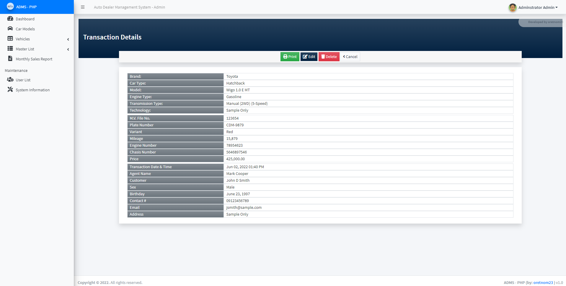 Auto Dealer Management System
