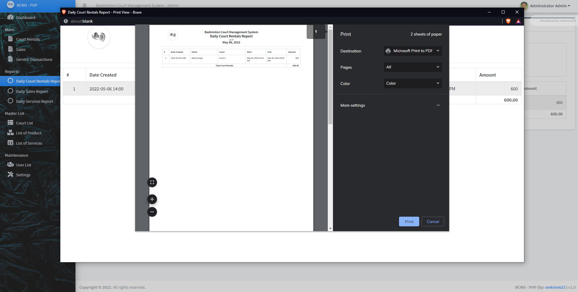 Badminton Center Management System