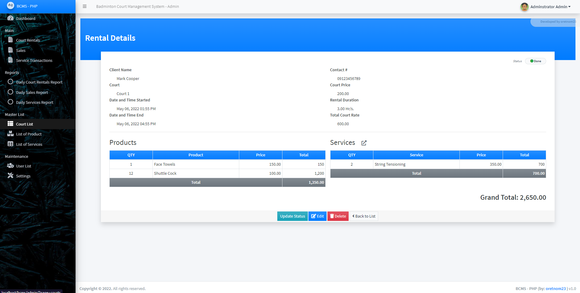 Badminton Center Management System