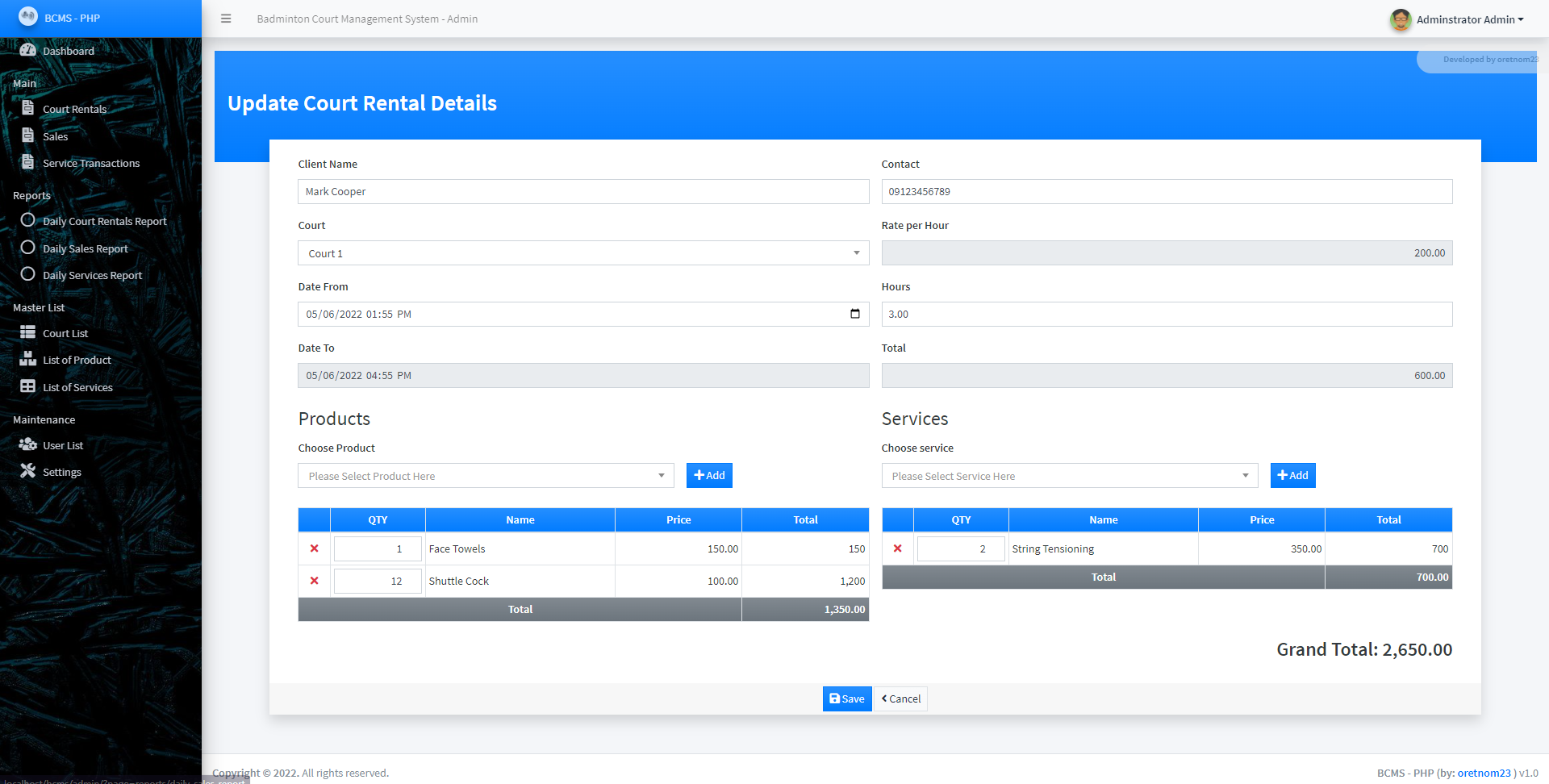 Badminton Center Management System
