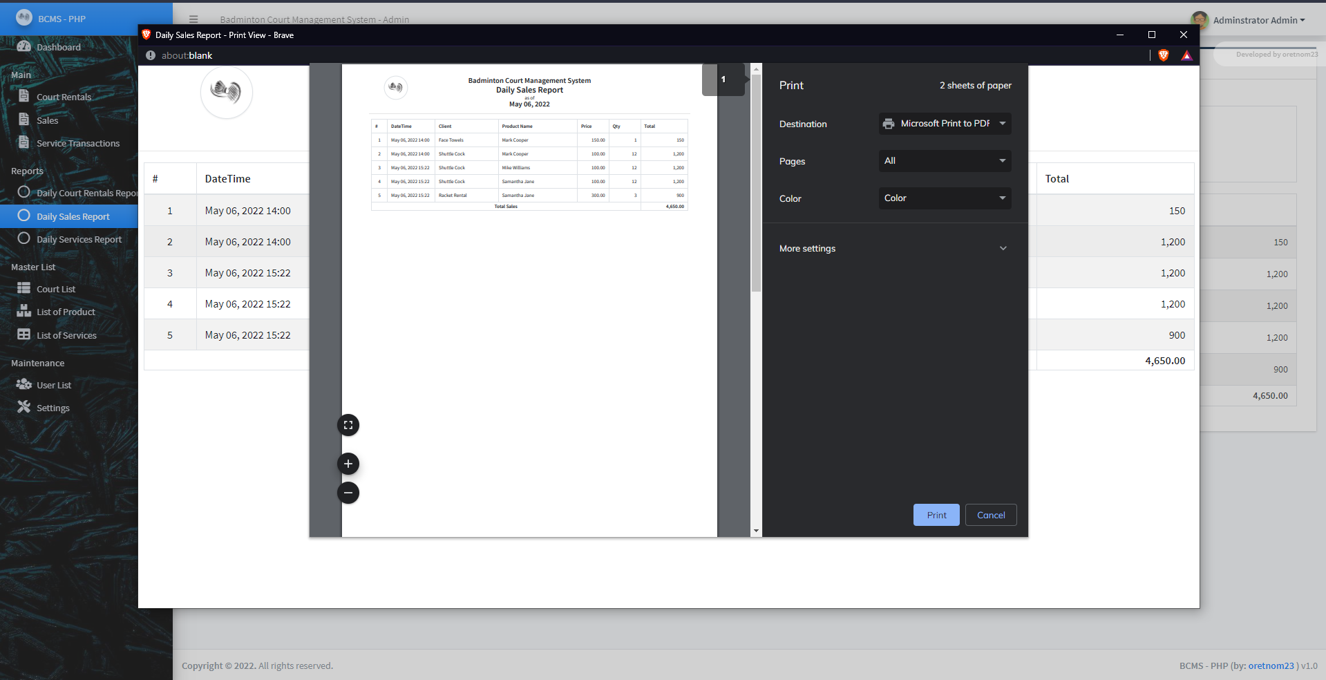 Badminton Center Management System