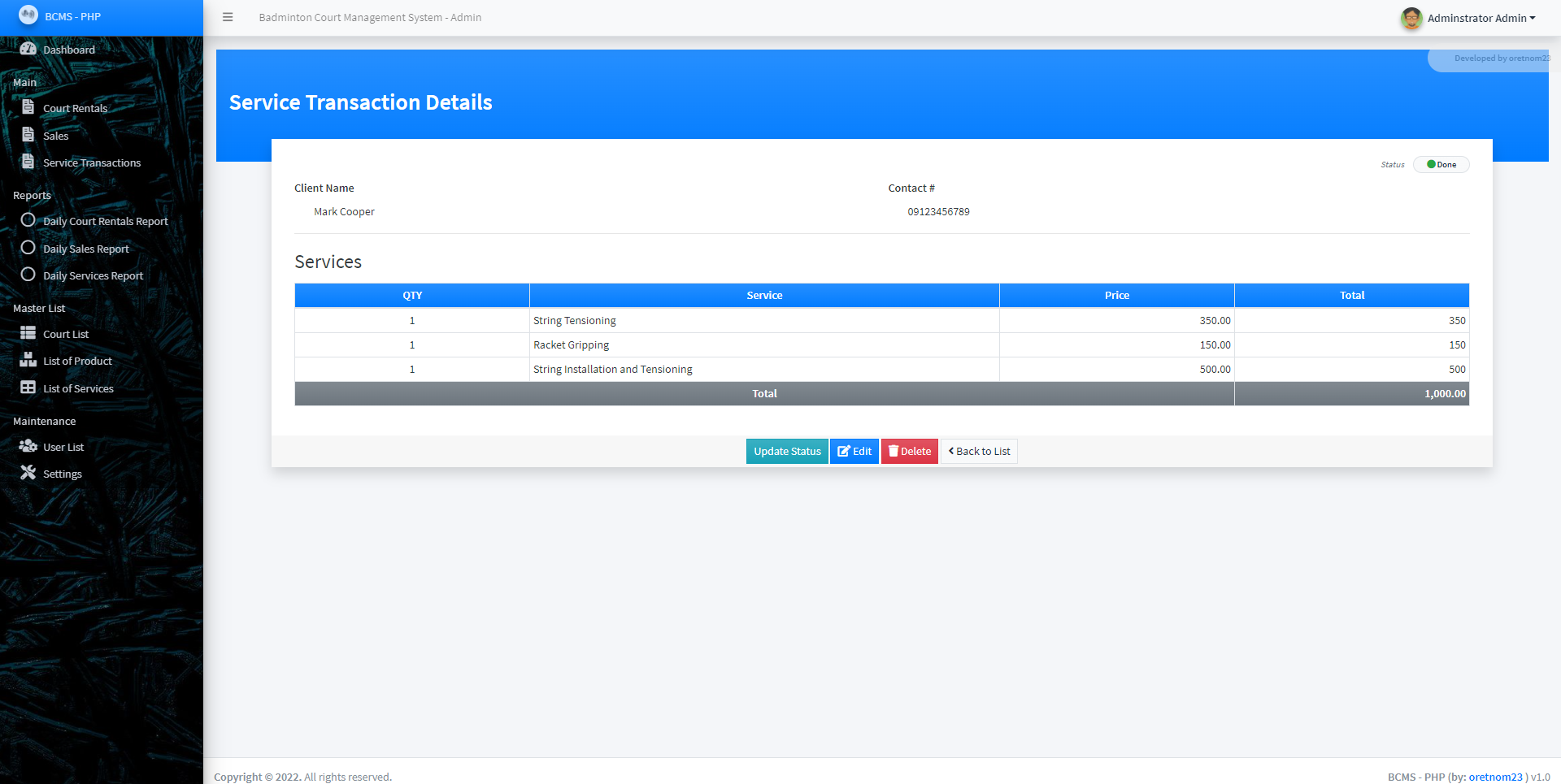 Badminton Center Management System
