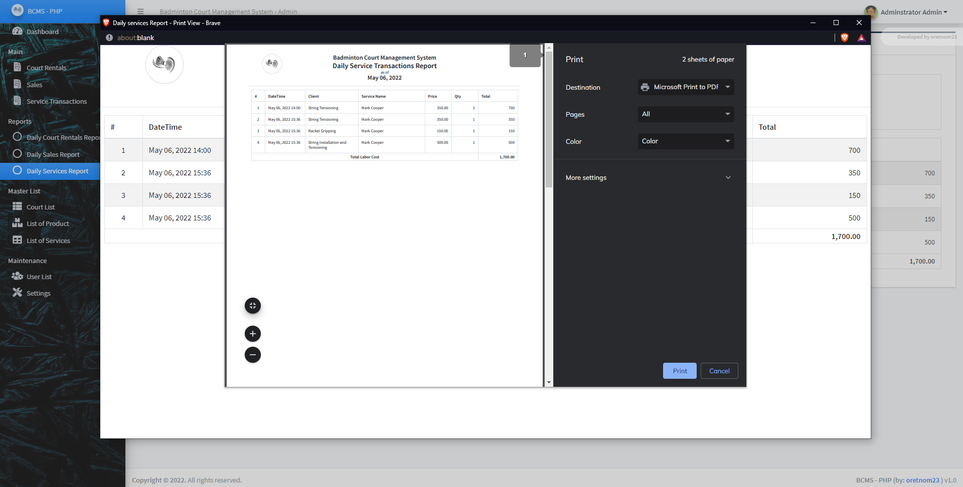 Badminton Center Management System