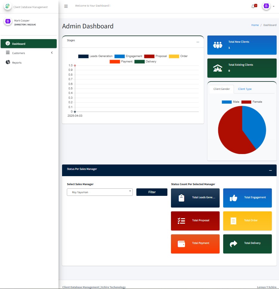 Client Database Management System using PHP, Boostrap 5 and ADMIN LTE