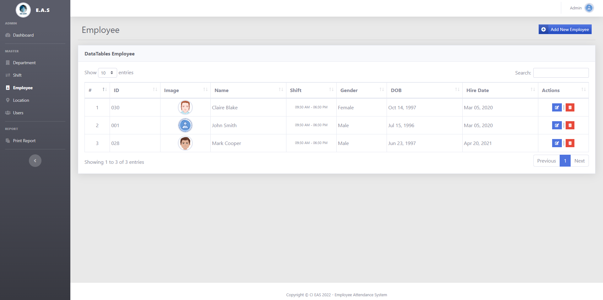 Employee Attendance System in PHP using CodeIgniter Framework Free Source Code
