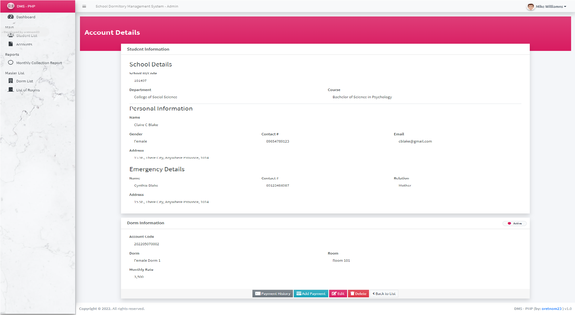 School Dormitory Management System