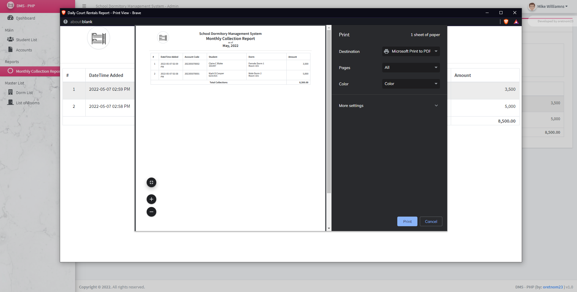 School Dormitory Management System