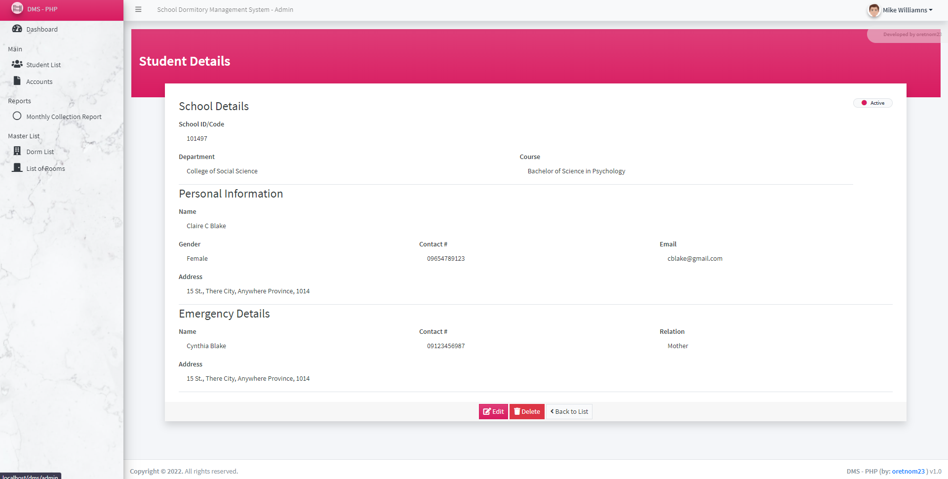 School Dormitory Management System