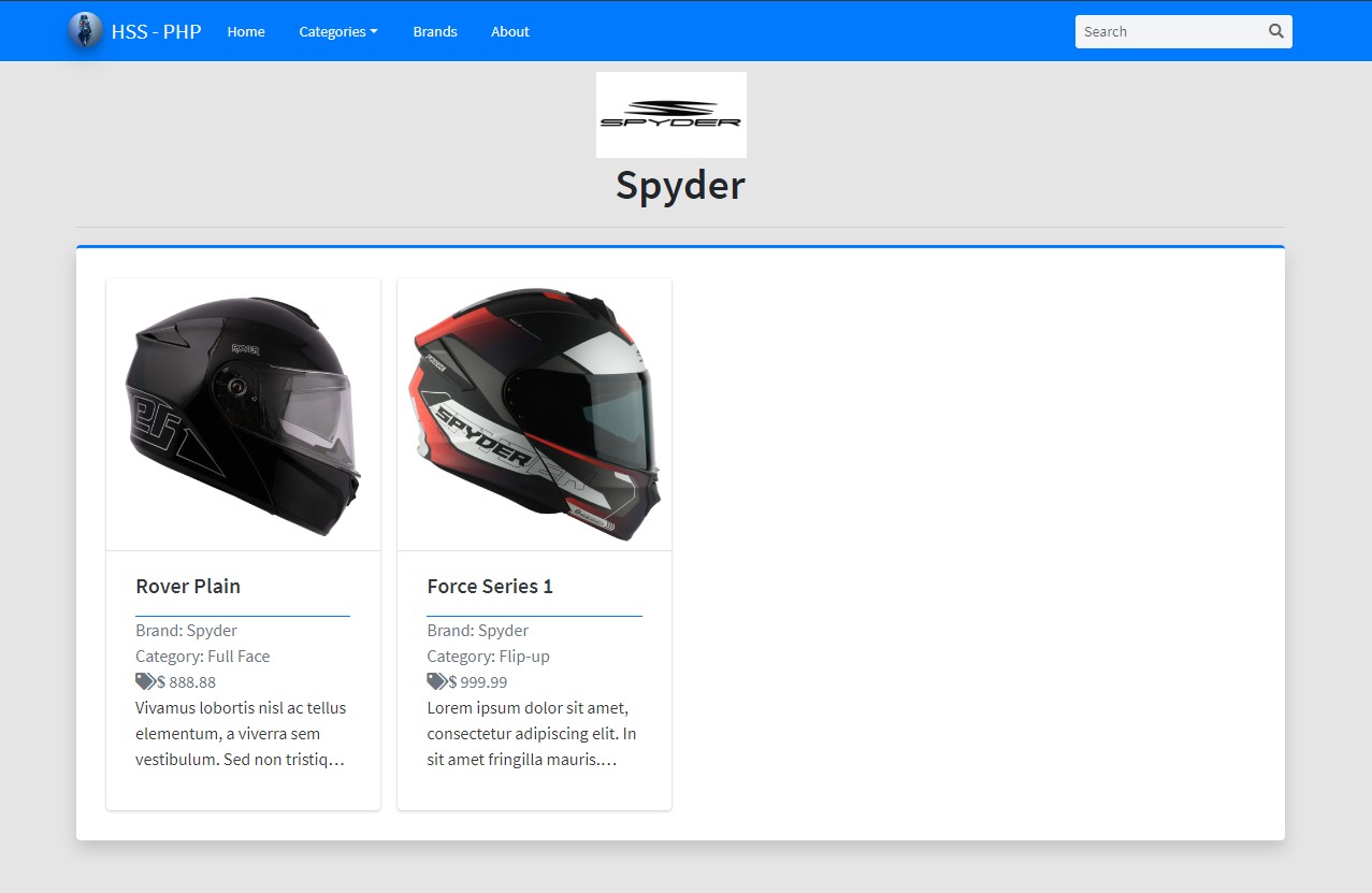 Helmet Store's Showroom Site - Products By Brands