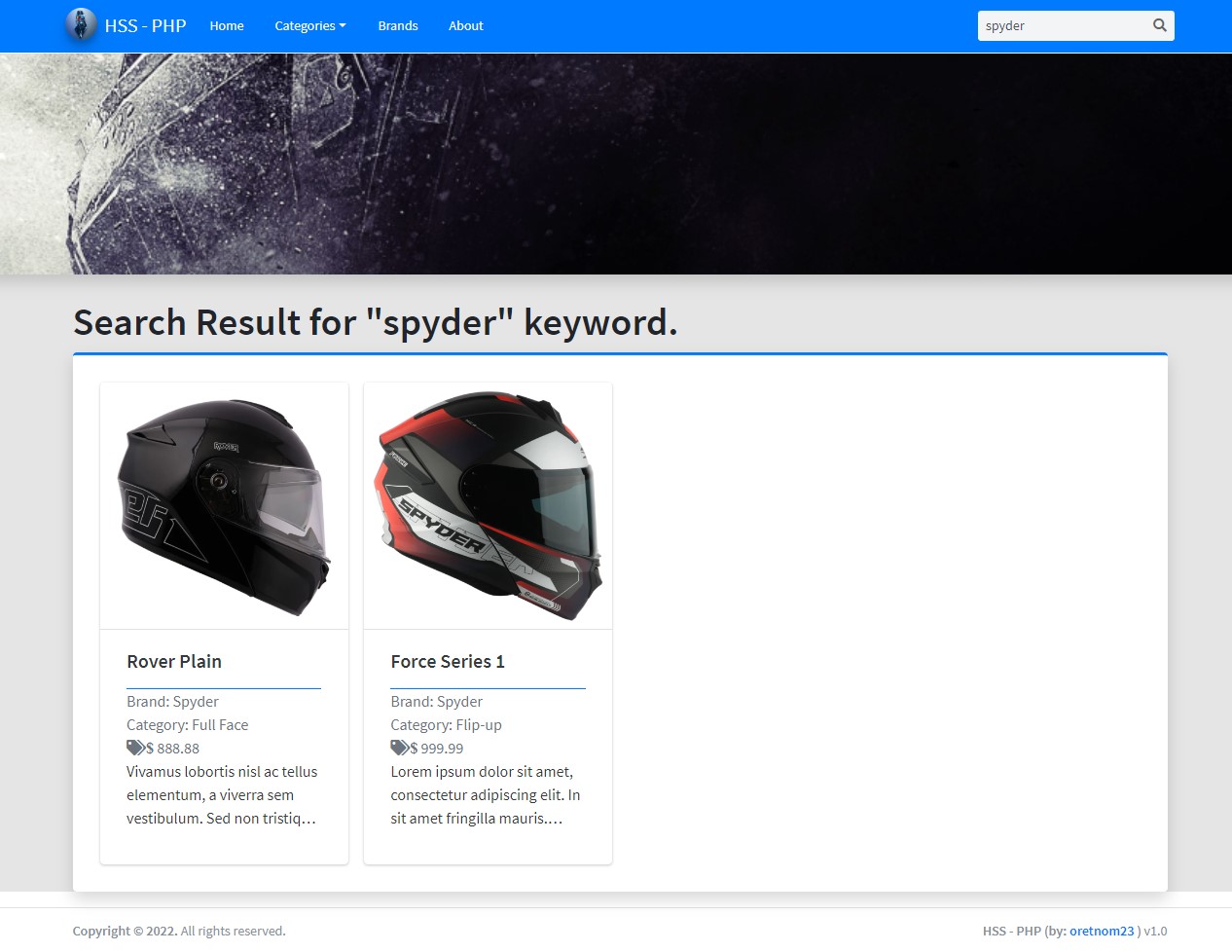 Helmet Store's Showroom Site - Search Product Result