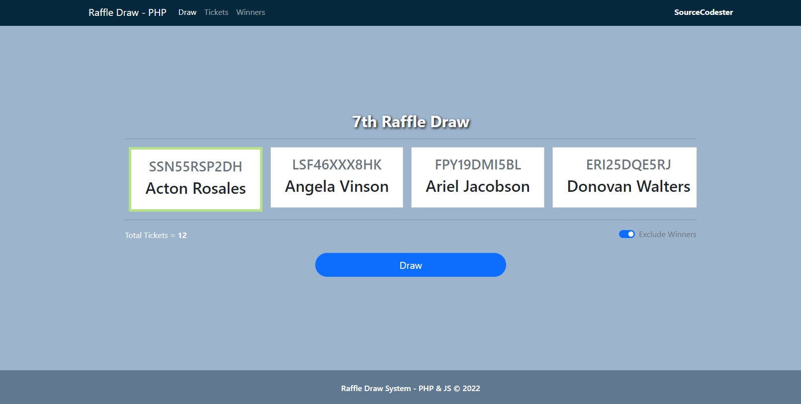 Raffle Draw System using PHP and JavaScript Free Source Code | Free Source  Code Projects and Tutorials