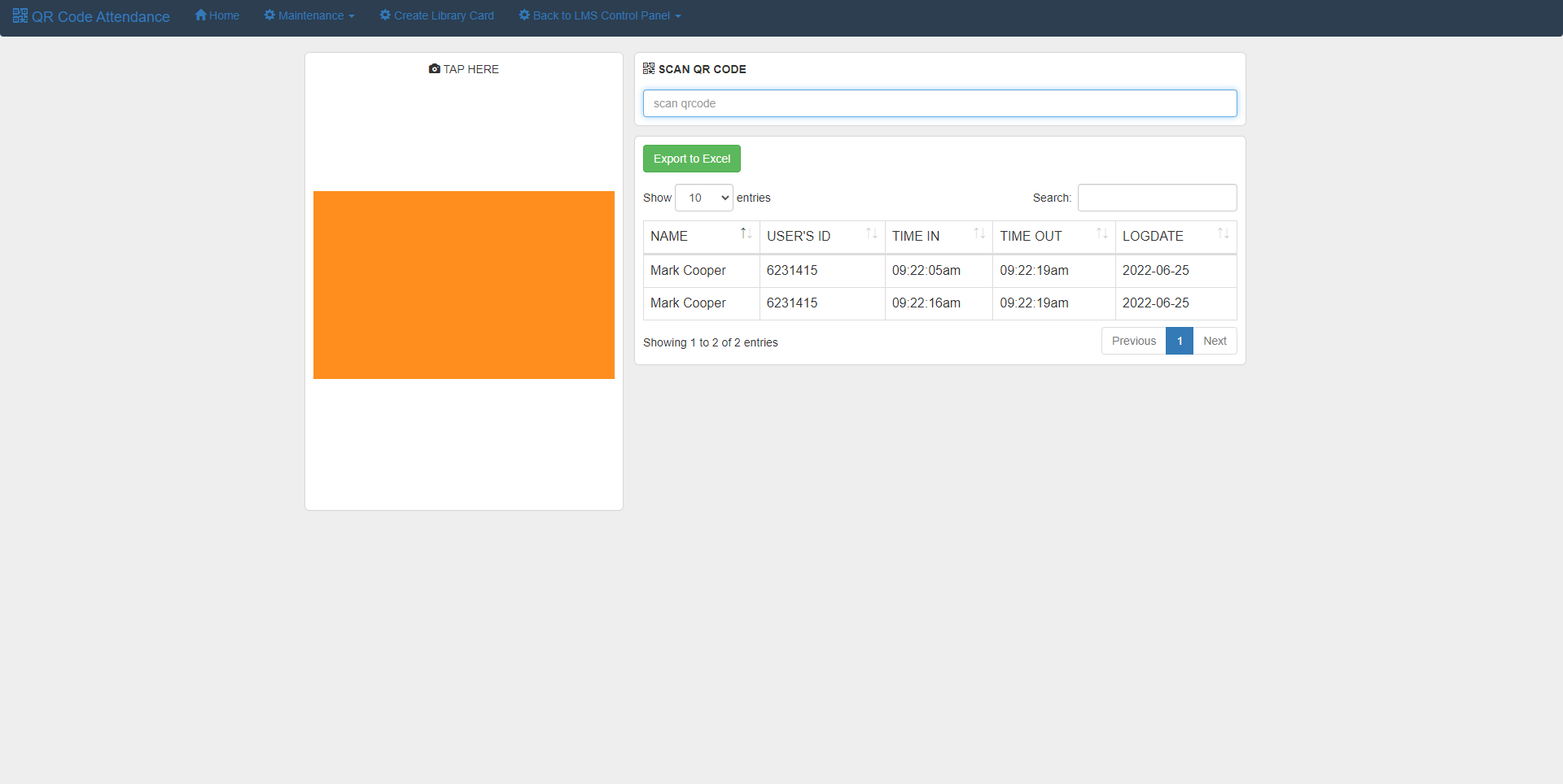 Library Management System with QR code Attendance and Auto Generate Library Card