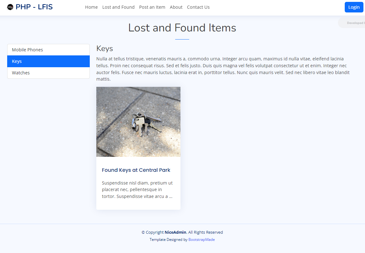 Lost and Found Information System in PHP and MySQL Database