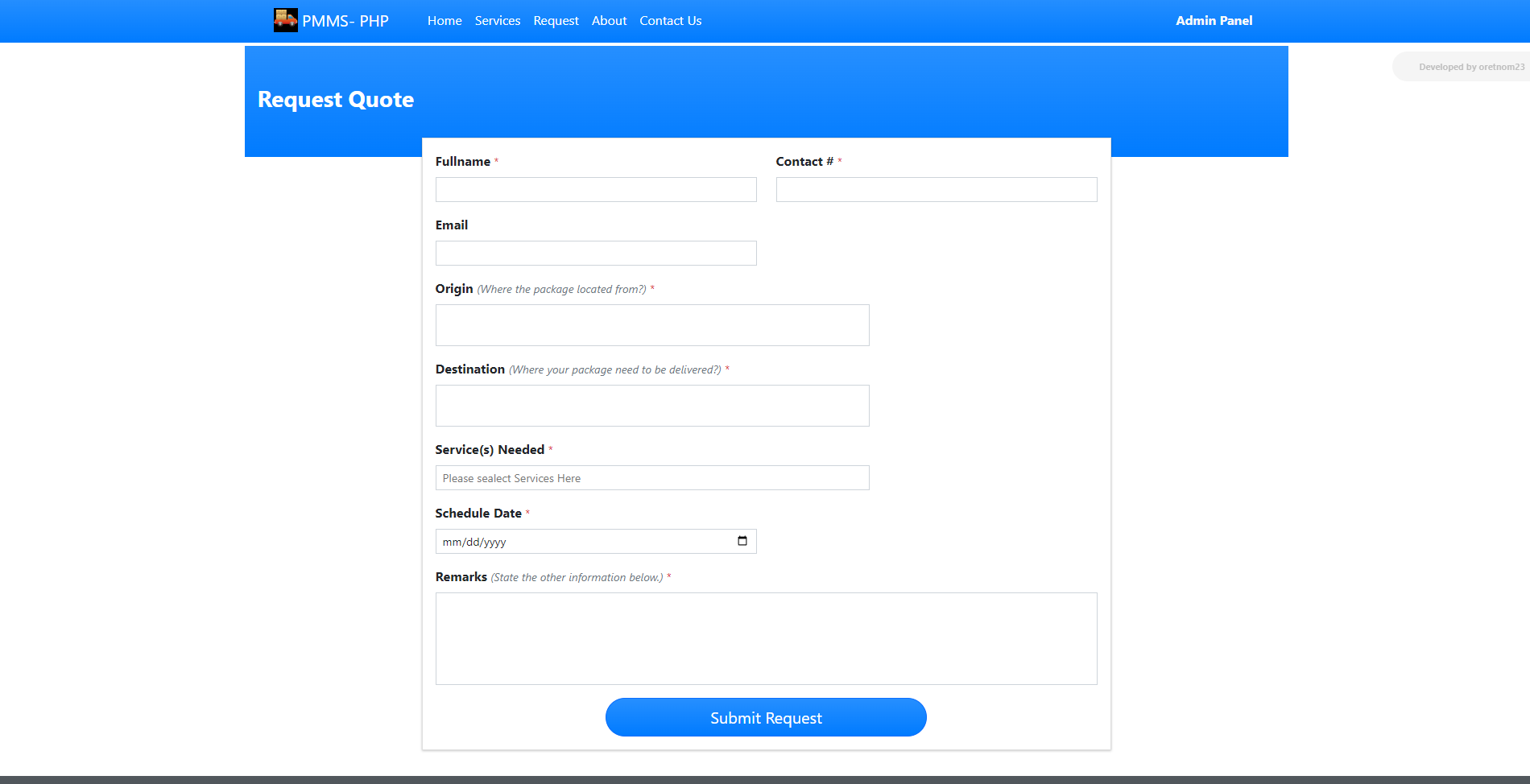 Movers and Packers Management System
