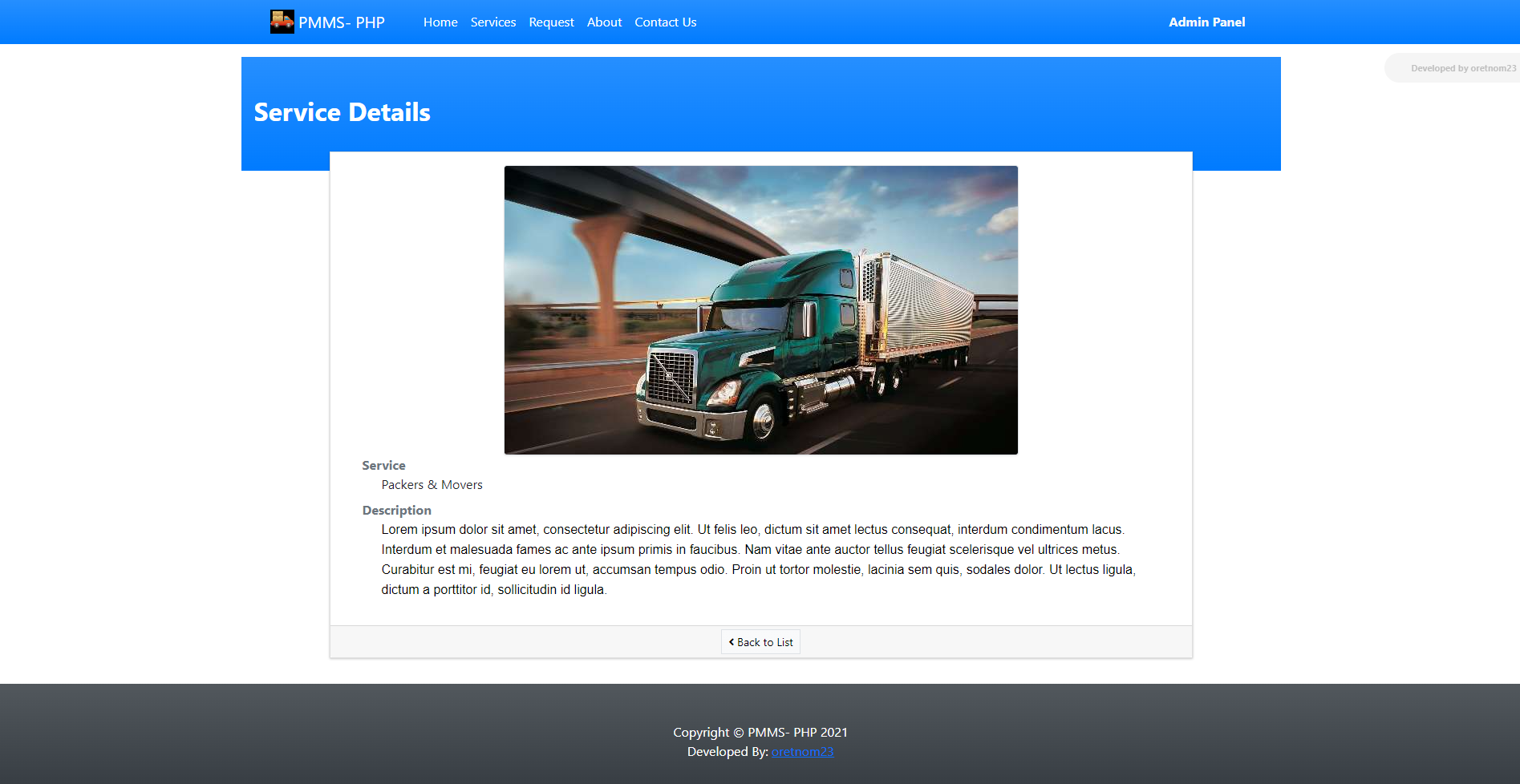 Movers and Packers Management System