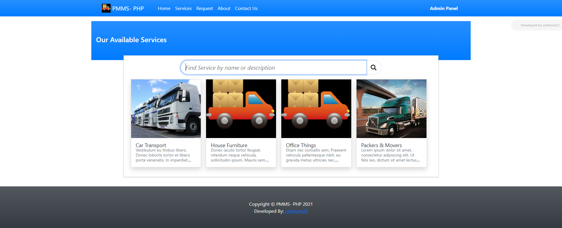 Movers and Packers Management System