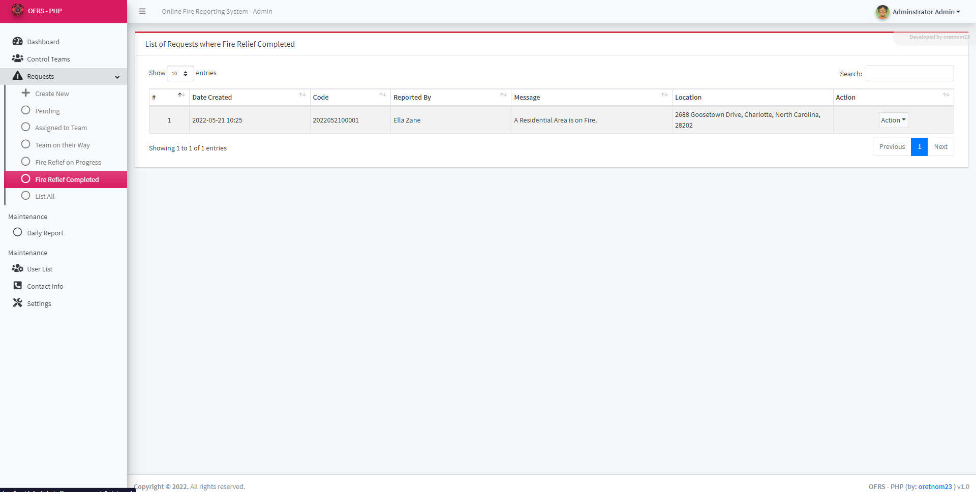 Online Fire Reporting System