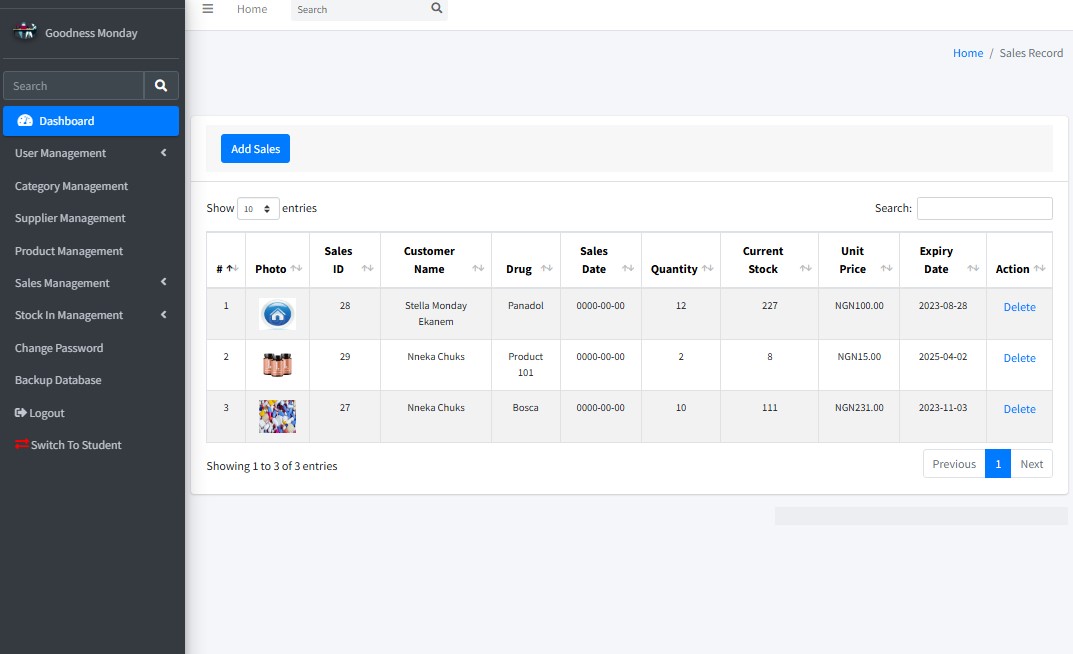 Web-based Pharmacy Product Management System using PHP and MySQL Database