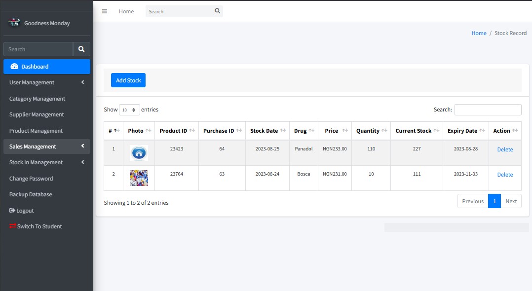 Web-based Pharmacy Product Management System using PHP and MySQL Database