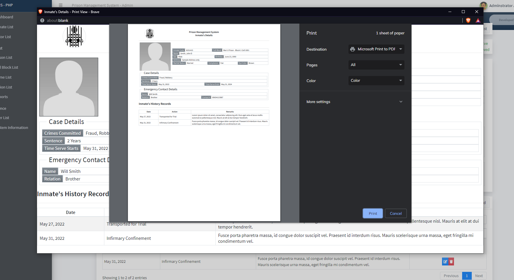 Prison Management System