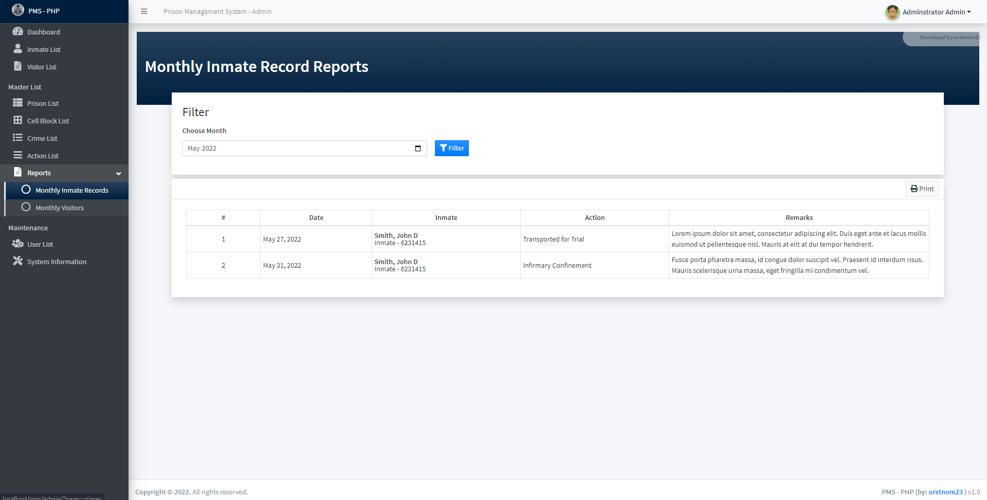 Prison Management System