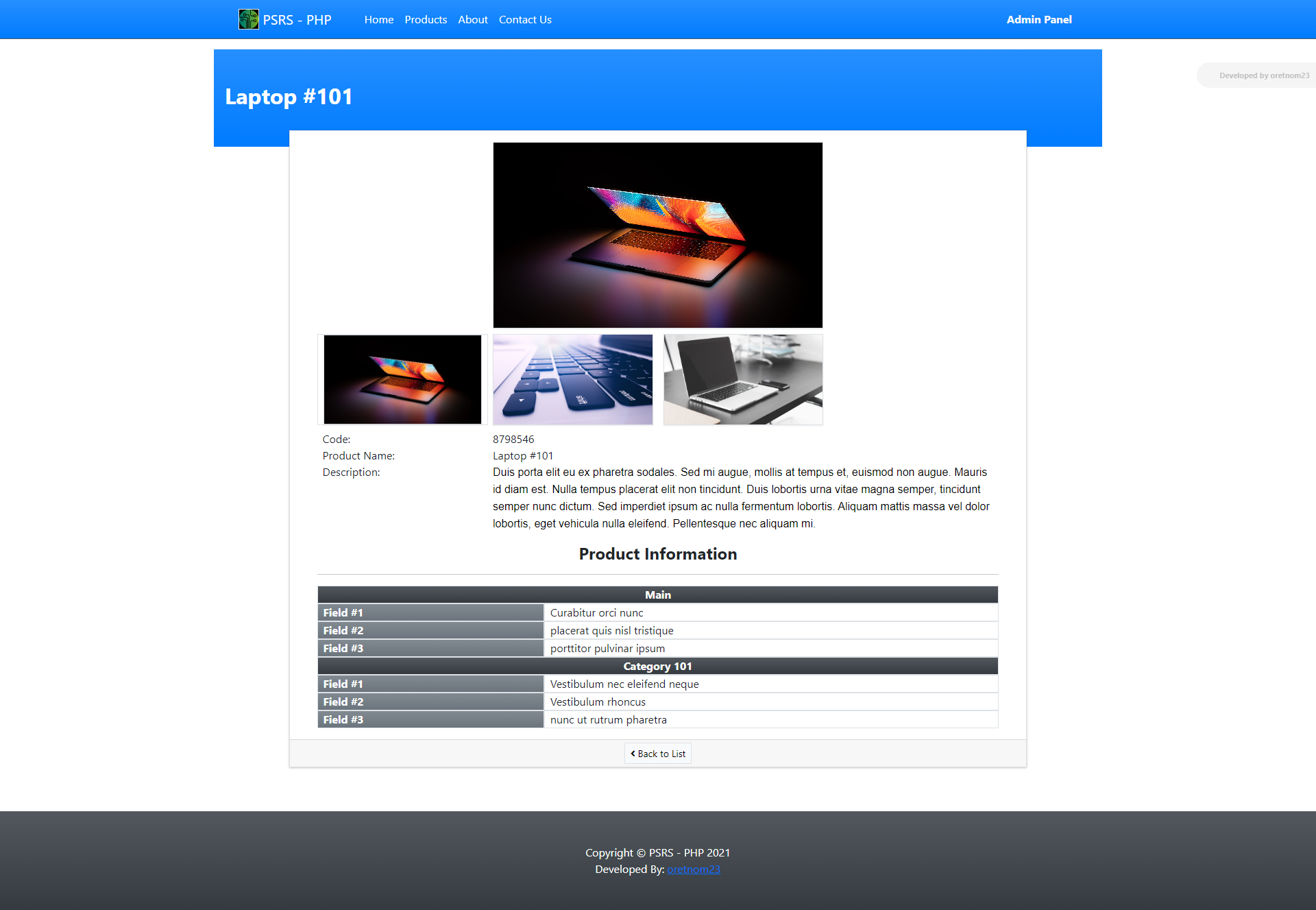 Product Show Room Site