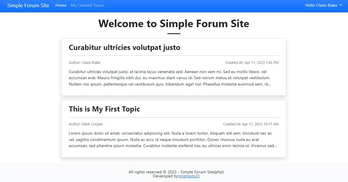 Simple Forum Website Source Code using PHP and SQlite3