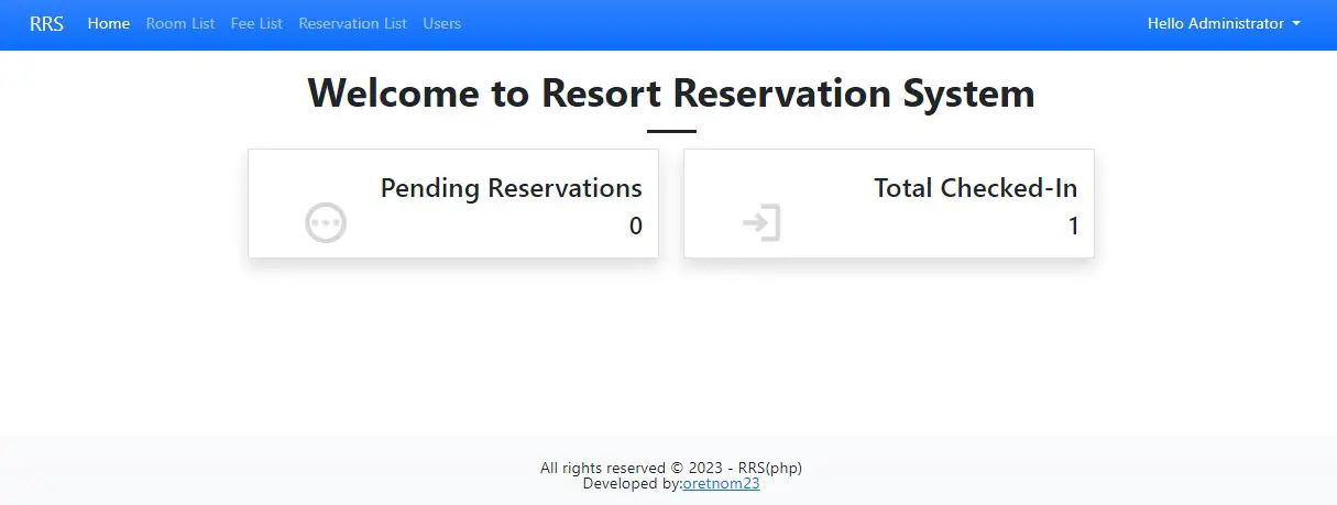 Resort Reservation System in PHP and SQLite3