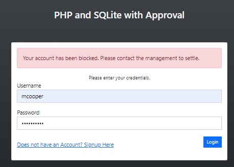 User Management System using PHP and SQLite