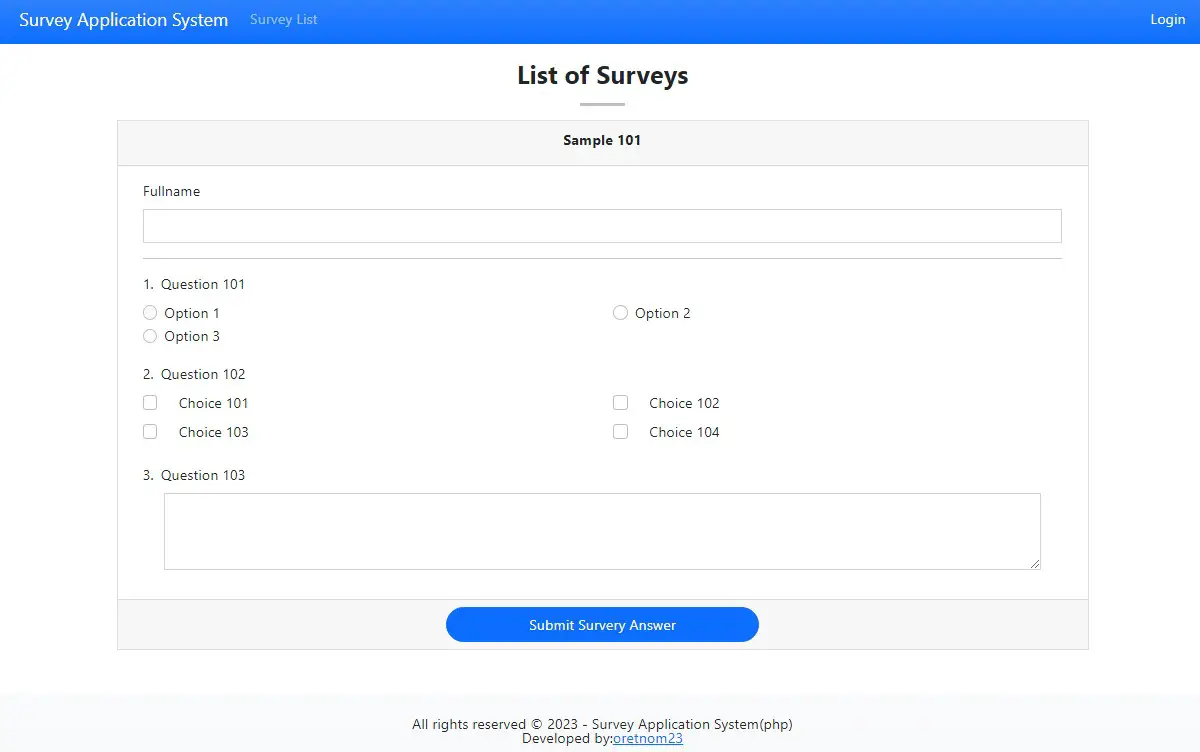 Survey Application System
