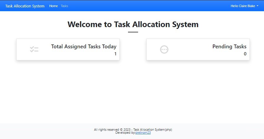 Task Allocation System in PHP and SQLite