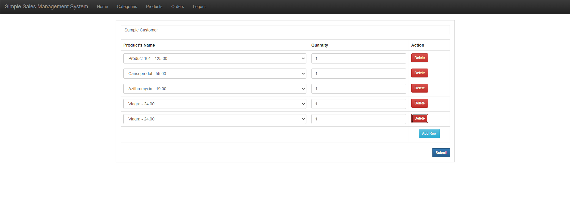 Simple Sales Management System